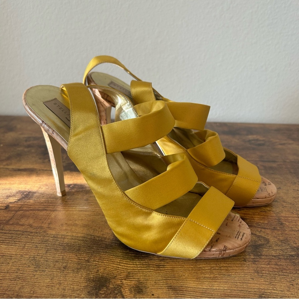 Stella McCartney Elegant Yellow Satin Strap Women's Heels EU 40